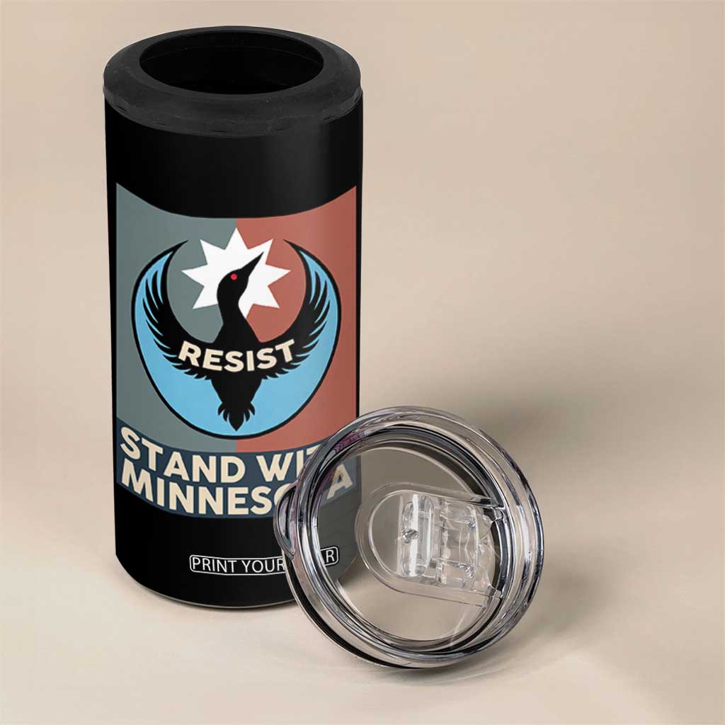 Stand With Minnesota 4 in 1 Can Cooler Tumbler Common Loon Pride Support TS12 Print Your Wear