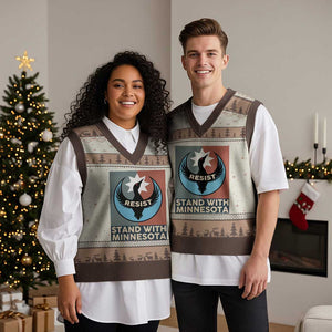 Stand With Minnesota V-Neck Knit Sweater Vest Common Loon Pride Support TS12 Mocha Mousse Print Your Wear