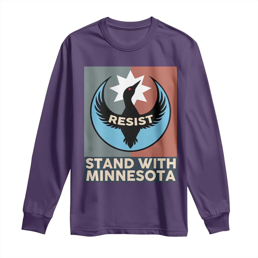 Stand With Minnesota Long Sleeve Shirt Common Loon Pride Support TS12 Purple Print Your Wear