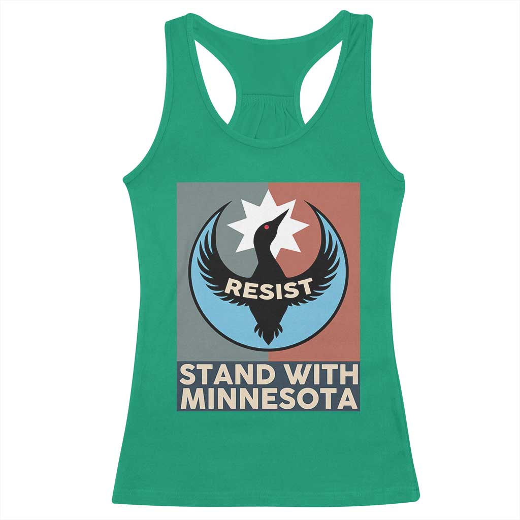 Stand With Minnesota Racerback Tank Top Common Loon Pride Support TS12 Irish Green Print Your Wear