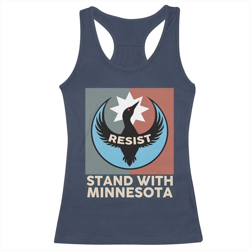Stand With Minnesota Racerback Tank Top Common Loon Pride Support TS12 Navy Print Your Wear