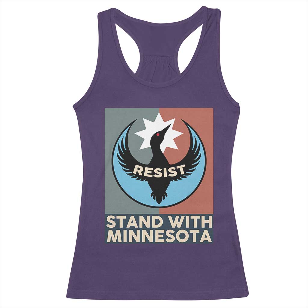 Stand With Minnesota Racerback Tank Top Common Loon Pride Support TS12 Purple Print Your Wear