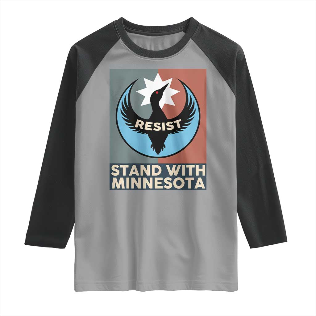 Stand With Minnesota Raglan Shirt Common Loon Pride Support TS12 Sport Gray Black Print Your Wear