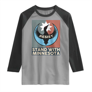 Stand With Minnesota Raglan Shirt Common Loon Pride Support TS12 Sport Gray Black Print Your Wear