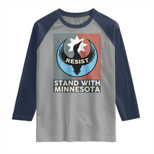 Stand With Minnesota Raglan Shirt Common Loon Pride Support TS12 Sport Gray Navy Print Your Wear