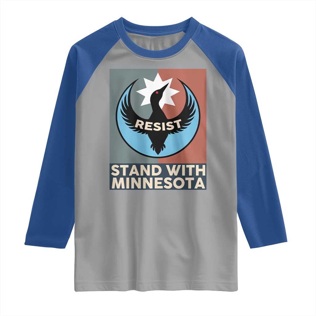 Stand With Minnesota Raglan Shirt Common Loon Pride Support TS12 Sport Gray Royal Print Your Wear