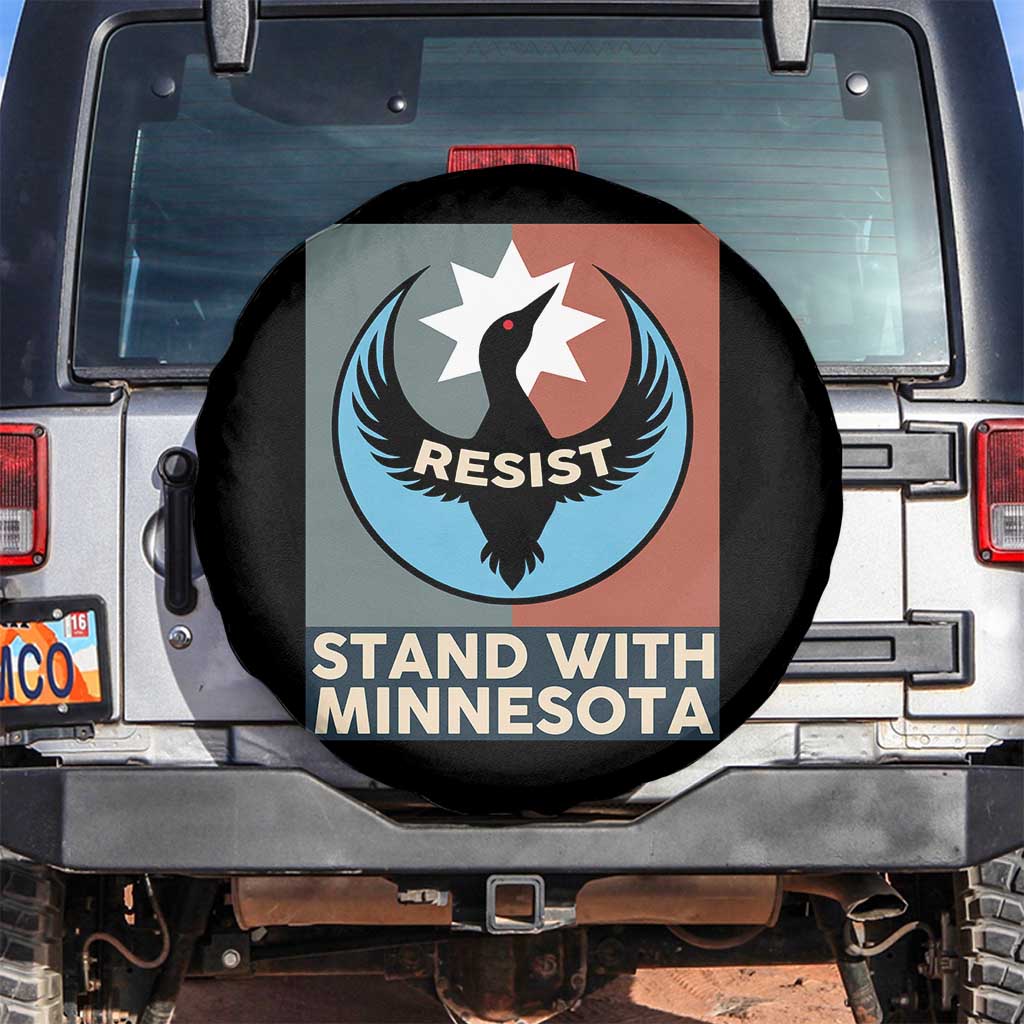 Stand With Minnesota Spare Tire Cover Common Loon Pride Support TS12 No hole Black Print Your Wear