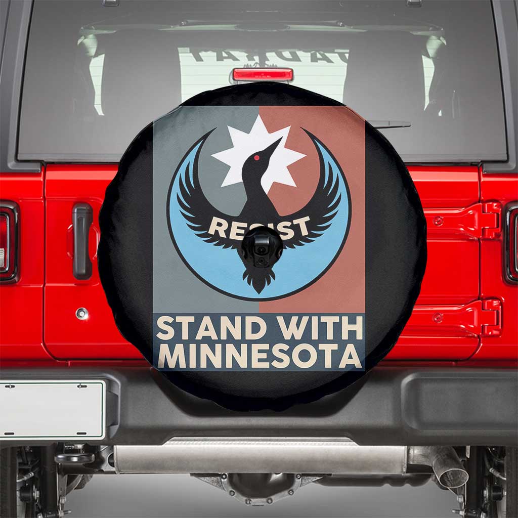 Stand With Minnesota Spare Tire Cover Common Loon Pride Support TS12 Black Print Your Wear