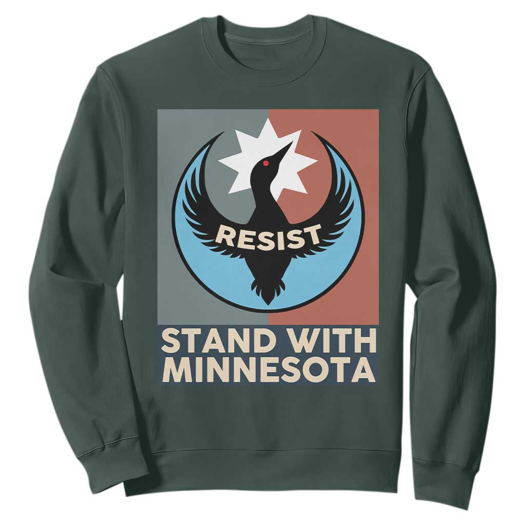 Stand With Minnesota Sweatshirt Common Loon Pride Support TS12 Dark Forest Green Print Your Wear