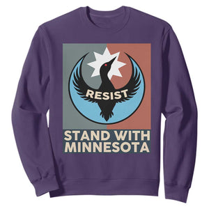Stand With Minnesota Sweatshirt Common Loon Pride Support TS12 Purple Print Your Wear