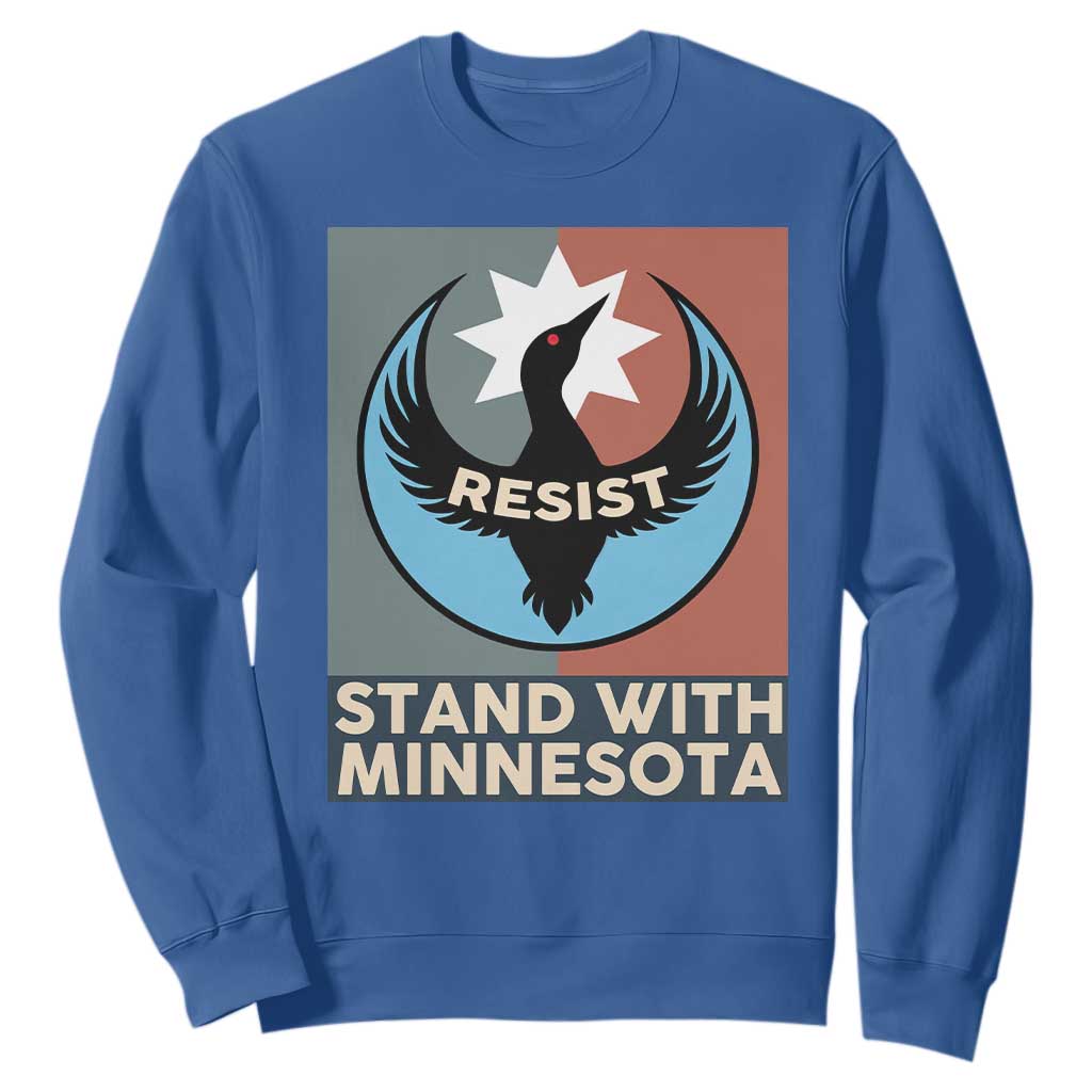 Stand With Minnesota Sweatshirt Common Loon Pride Support TS12 Royal Blue Print Your Wear
