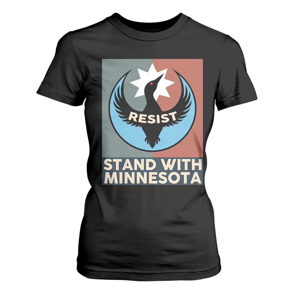 Stand With Minnesota T Shirt For Women Common Loon Pride Support TS12 Black Print Your Wear