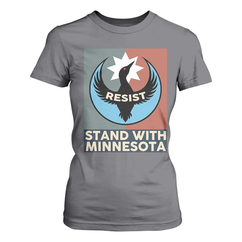 Stand With Minnesota T Shirt For Women Common Loon Pride Support TS12 Charcoal Print Your Wear