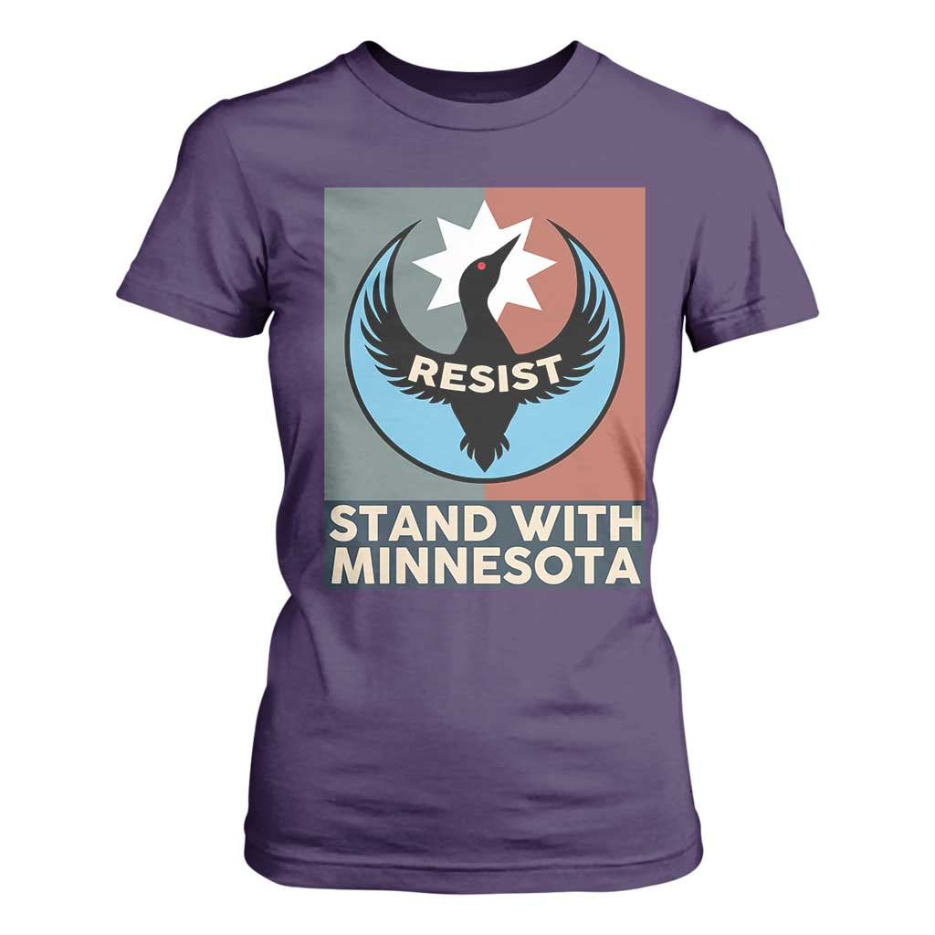 Stand With Minnesota T Shirt For Women Common Loon Pride Support TS12 Purple Print Your Wear