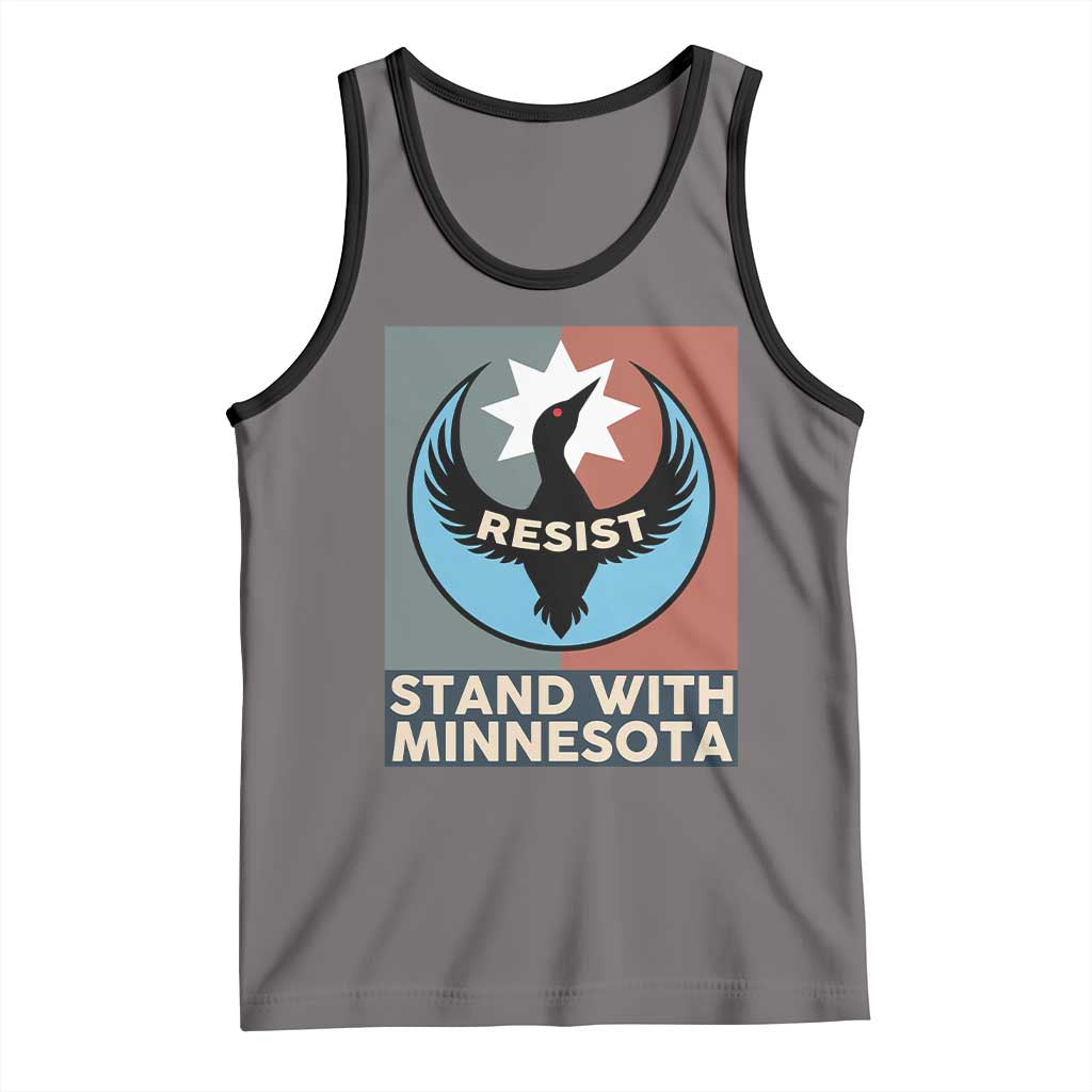 Stand With Minnesota Tank Top Common Loon Pride Support TS12 Deep Heather Black Print Your Wear