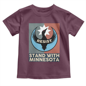 Stand With Minnesota Toddler T Shirt Common Loon Pride Support TS12 Maroon Print Your Wear