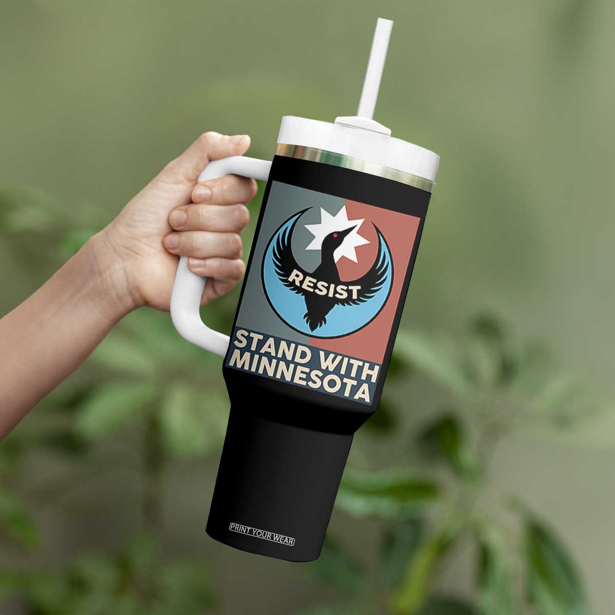 Stand With Minnesota Tumbler With Handle Common Loon Pride Support TS12 Print Your Wear