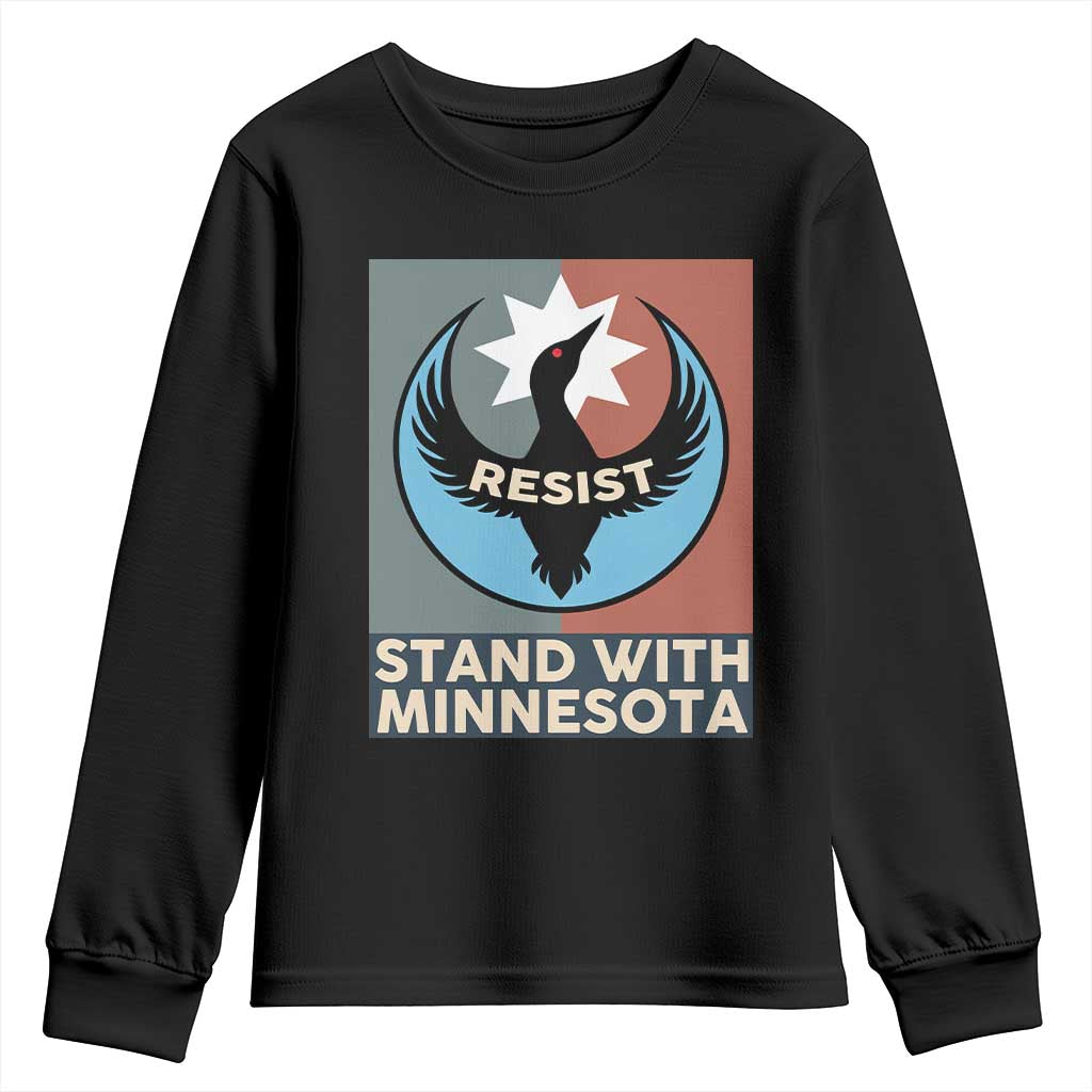 Stand With Minnesota Youth Sweatshirt Common Loon Pride Support TS12 Black Print Your Wear