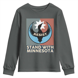 Stand With Minnesota Youth Sweatshirt Common Loon Pride Support TS12 Dark Heather Print Your Wear