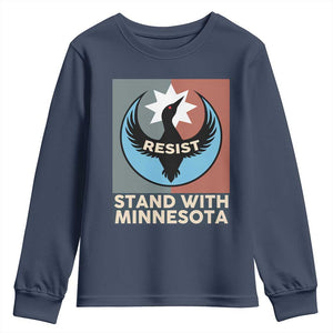 Stand With Minnesota Youth Sweatshirt Common Loon Pride Support TS12 Navy Print Your Wear