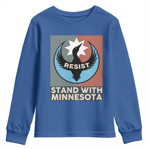 Stand With Minnesota Youth Sweatshirt Common Loon Pride Support TS12 Royal Blue Print Your Wear