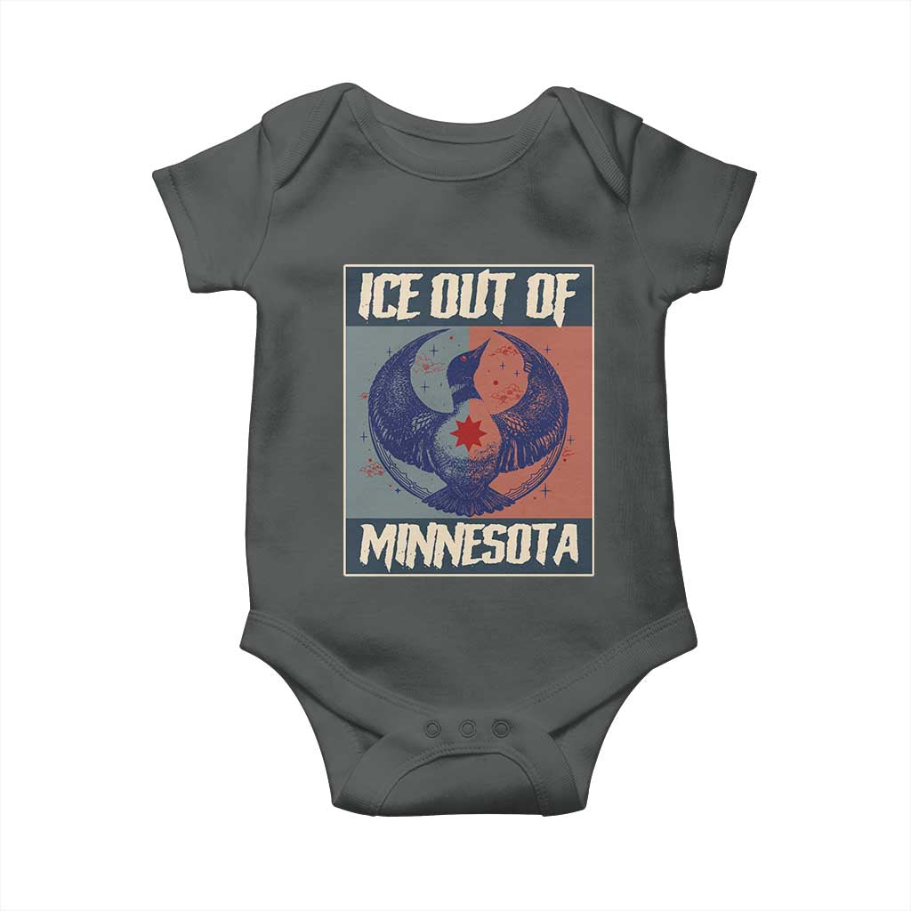 Ice Out Of Minnesota Baby Onesie Social Justice Solidarity TS12 Dark Heather Print Your Wear