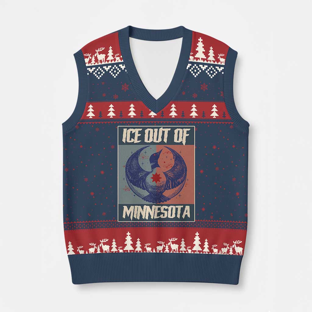 Ice Out Of Minnesota V-Neck Knit Sweater Vest Social Justice Solidarity TS12 Navy Red Print Your Wear