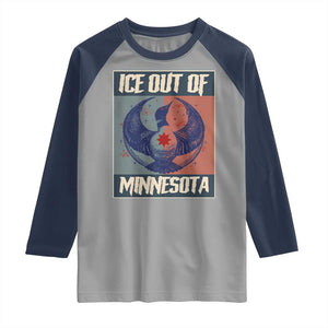 Ice Out Of Minnesota Raglan Shirt Social Justice Solidarity TS12 Sport Gray Navy Print Your Wear