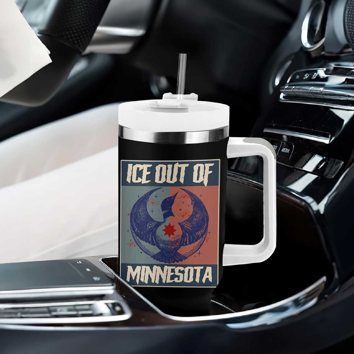 Ice Out Of Minnesota Tumbler With Handle Social Justice Solidarity TS12 Print Your Wear