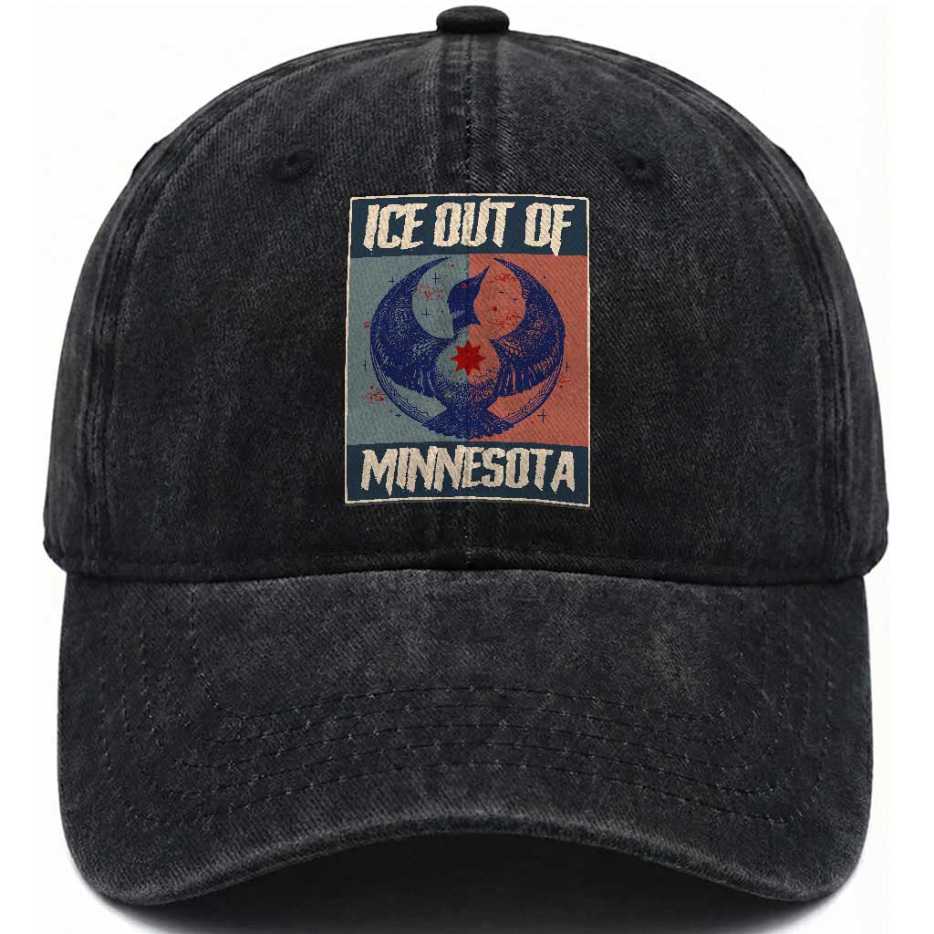 Ice Out Of Minnesota Washed Cotton Baseball Cap Social Justice Solidarity TS12 Print Your Wear