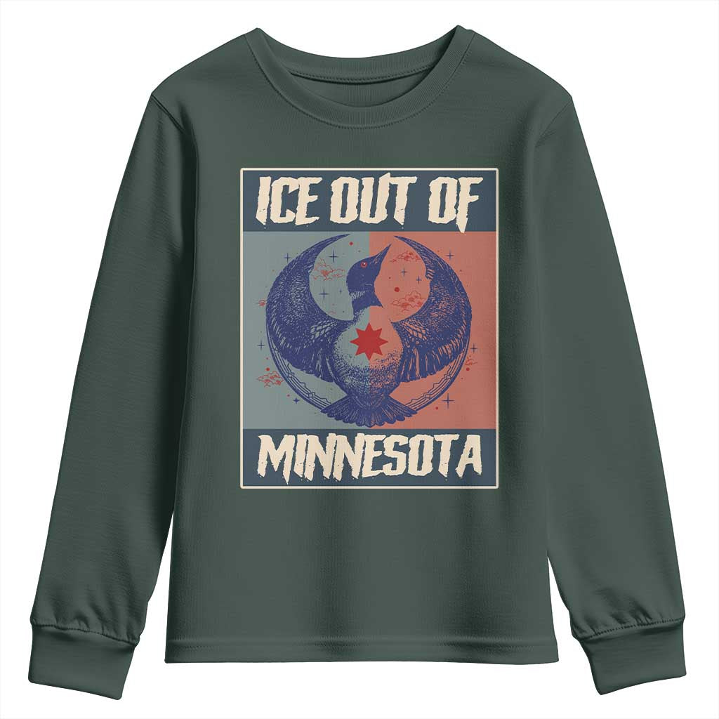 Ice Out Of Minnesota Youth Sweatshirt Social Justice Solidarity TS12 Dark Forest Green Print Your Wear