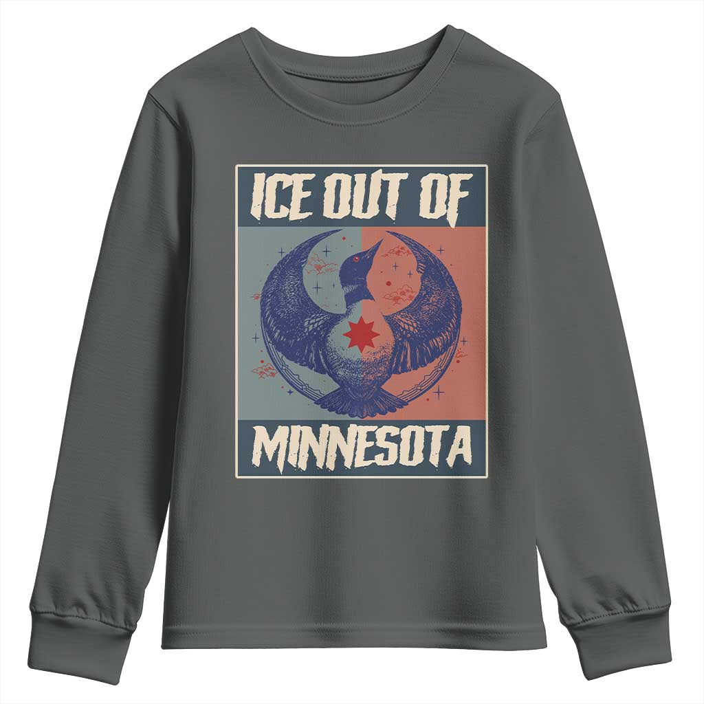 Ice Out Of Minnesota Youth Sweatshirt Social Justice Solidarity TS12 Dark Heather Print Your Wear