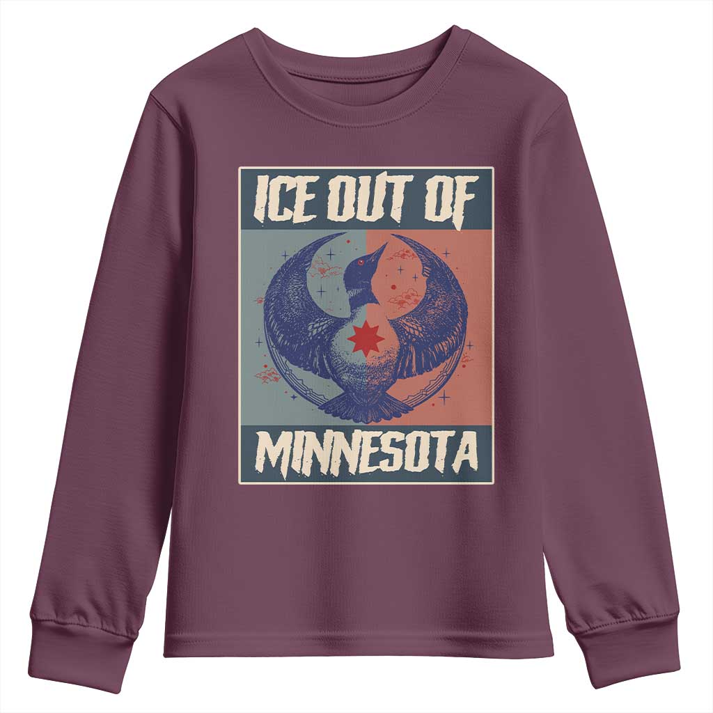 Ice Out Of Minnesota Youth Sweatshirt Social Justice Solidarity TS12 Maroon Print Your Wear