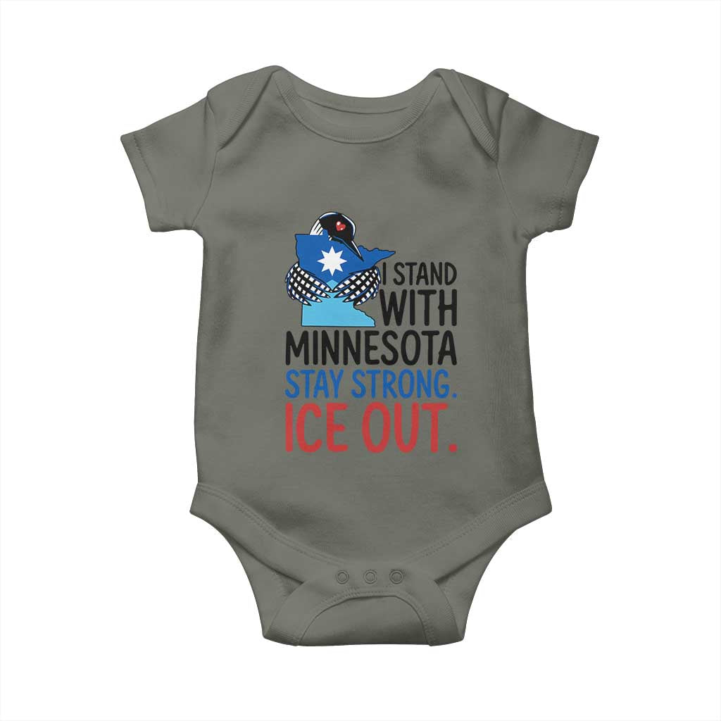 Minnesota Pride Common Loon Baby Onesie Stand With Minnesota Ice Out TS12 Military Green Print Your Wear