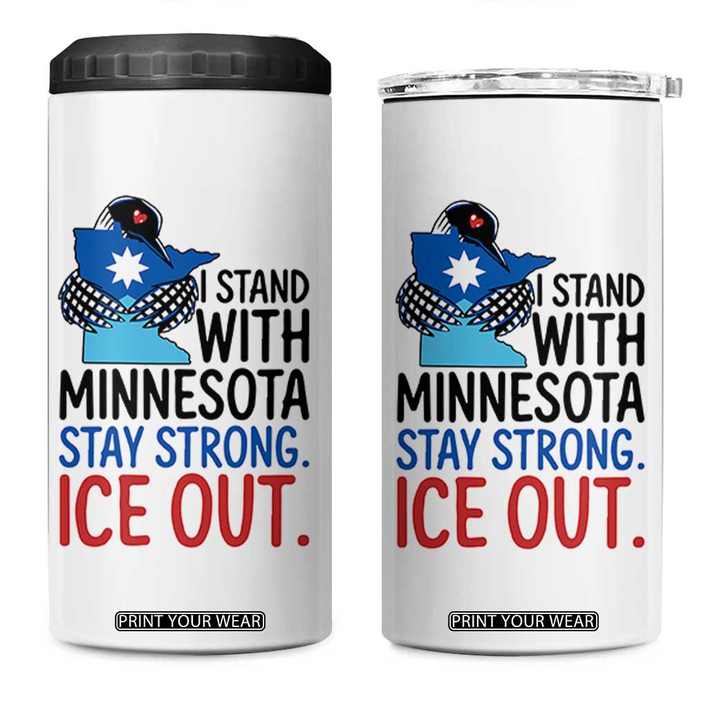 Minnesota Pride Common Loon 4 in 1 Can Cooler Tumbler Stand With Minnesota Ice Out TS12 One Size: 16 oz White Print Your Wear