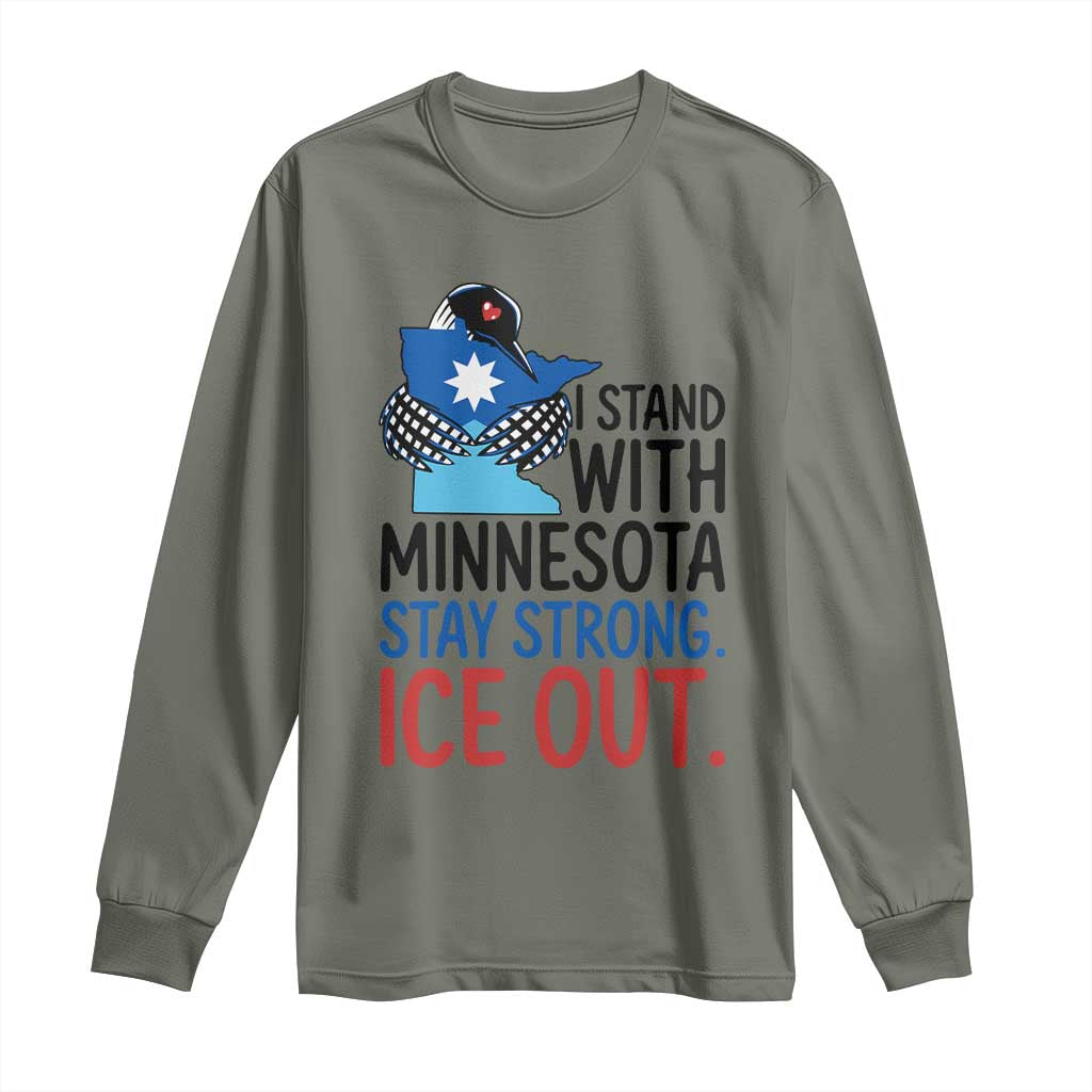 Minnesota Pride Common Loon Long Sleeve Shirt Stand With Minnesota Ice Out TS12 Military Green Print Your Wear