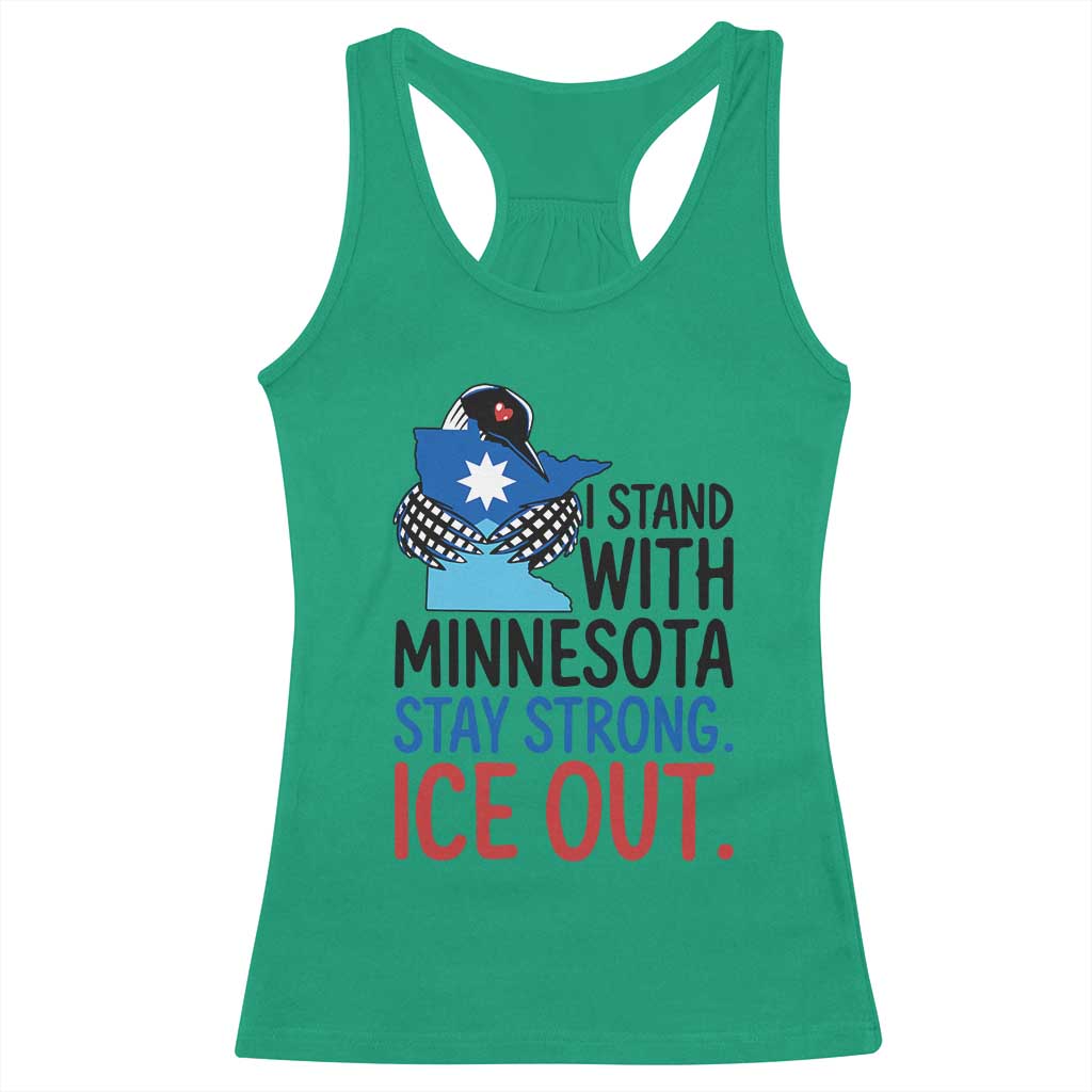 Minnesota Pride Common Loon Racerback Tank Top Stand With Minnesota Ice Out TS12 Irish Green Print Your Wear