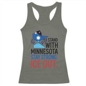 Minnesota Pride Common Loon Racerback Tank Top Stand With Minnesota Ice Out TS12 Military Green Print Your Wear