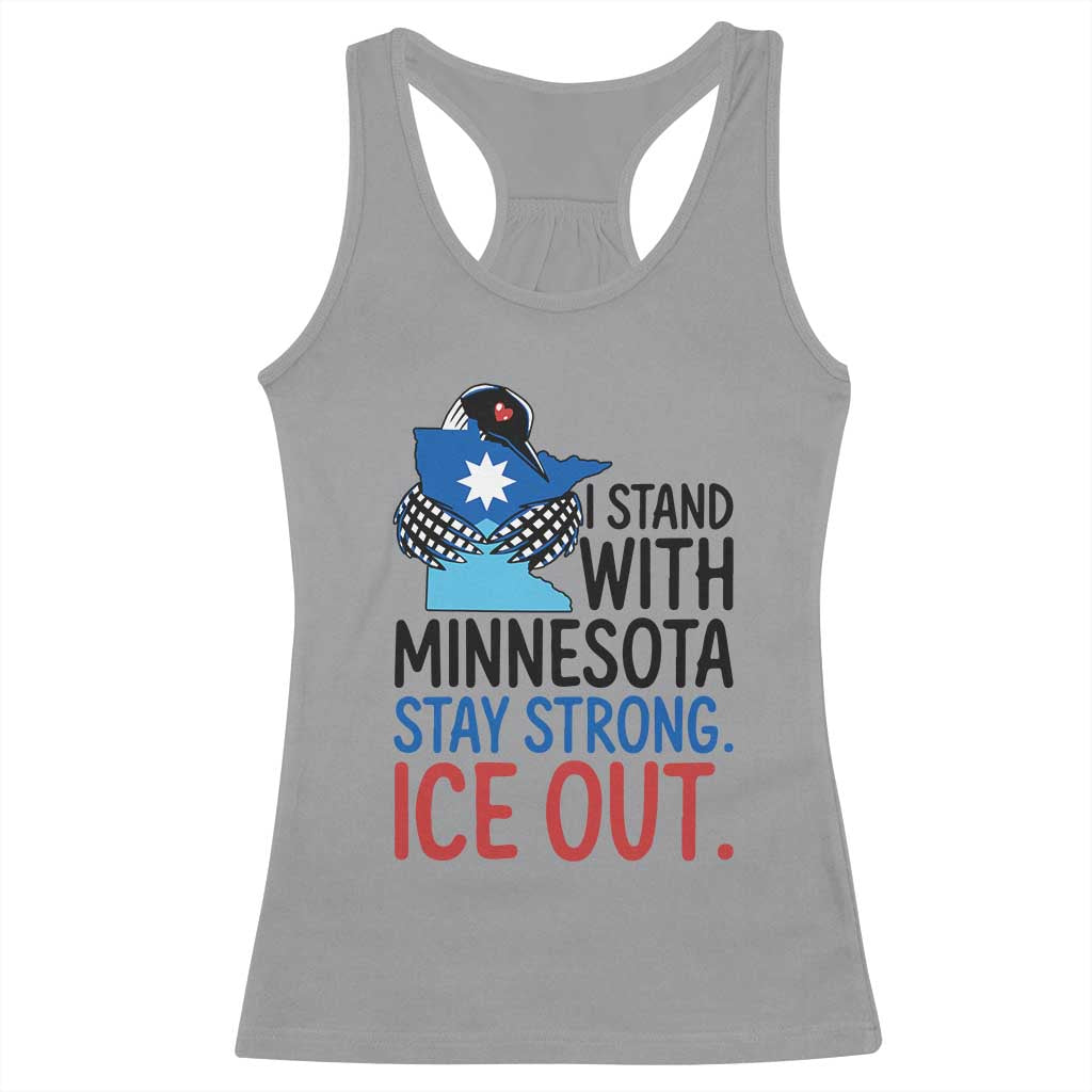 Minnesota Pride Common Loon Racerback Tank Top Stand With Minnesota Ice Out TS12 Sport Gray Print Your Wear