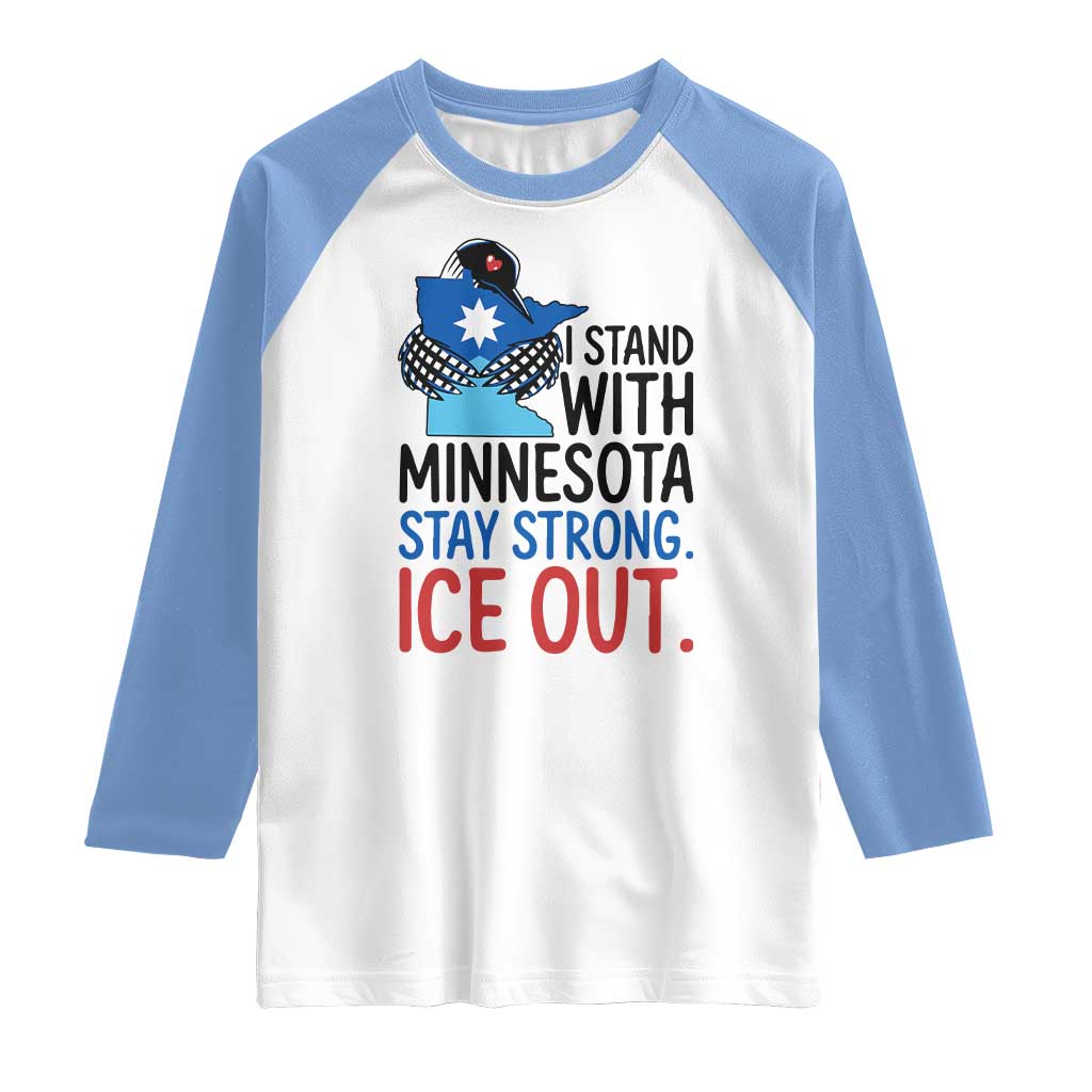 Minnesota Pride Common Loon Raglan Shirt Stand With Minnesota Ice Out TS12 White Carolina Blue Print Your Wear