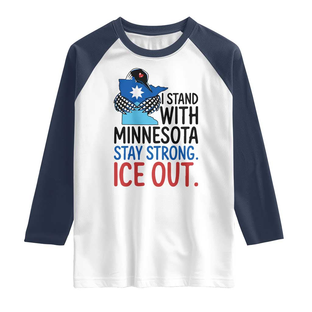 Minnesota Pride Common Loon Raglan Shirt Stand With Minnesota Ice Out TS12 White Navy Print Your Wear