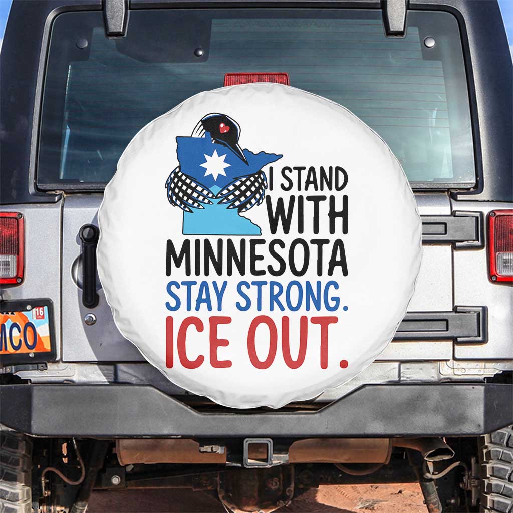 Minnesota Pride Common Loon Spare Tire Cover Stand With Minnesota Ice Out TS12 No hole White Print Your Wear