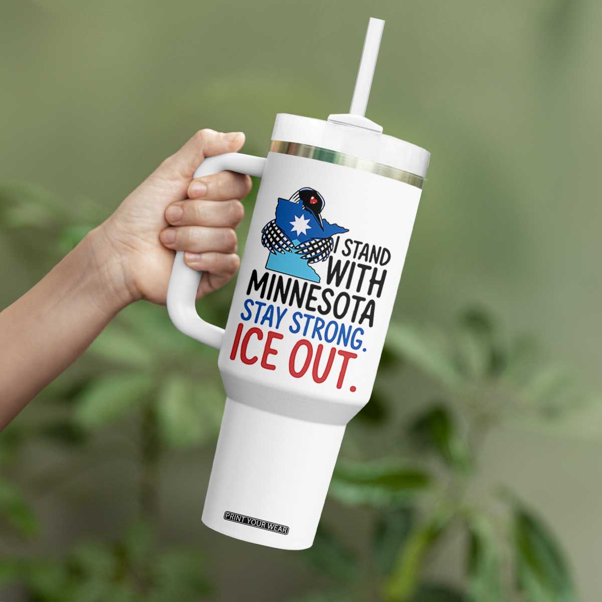Minnesota Pride Common Loon Tumbler With Handle Stand With Minnesota Ice Out TS12 Print Your Wear