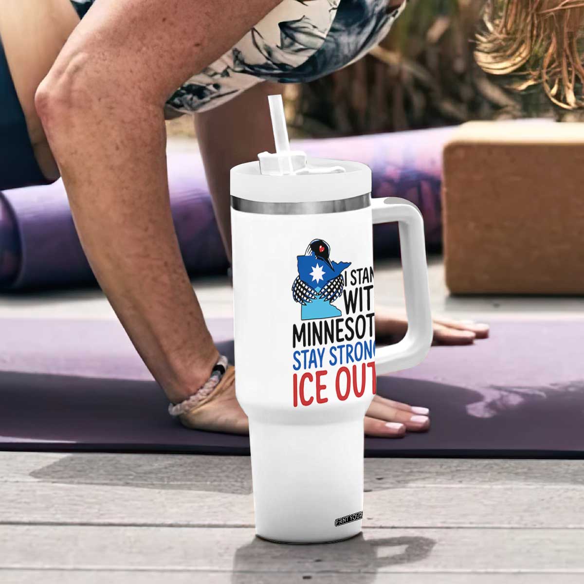 Minnesota Pride Common Loon Tumbler With Handle Stand With Minnesota Ice Out TS12 Print Your Wear