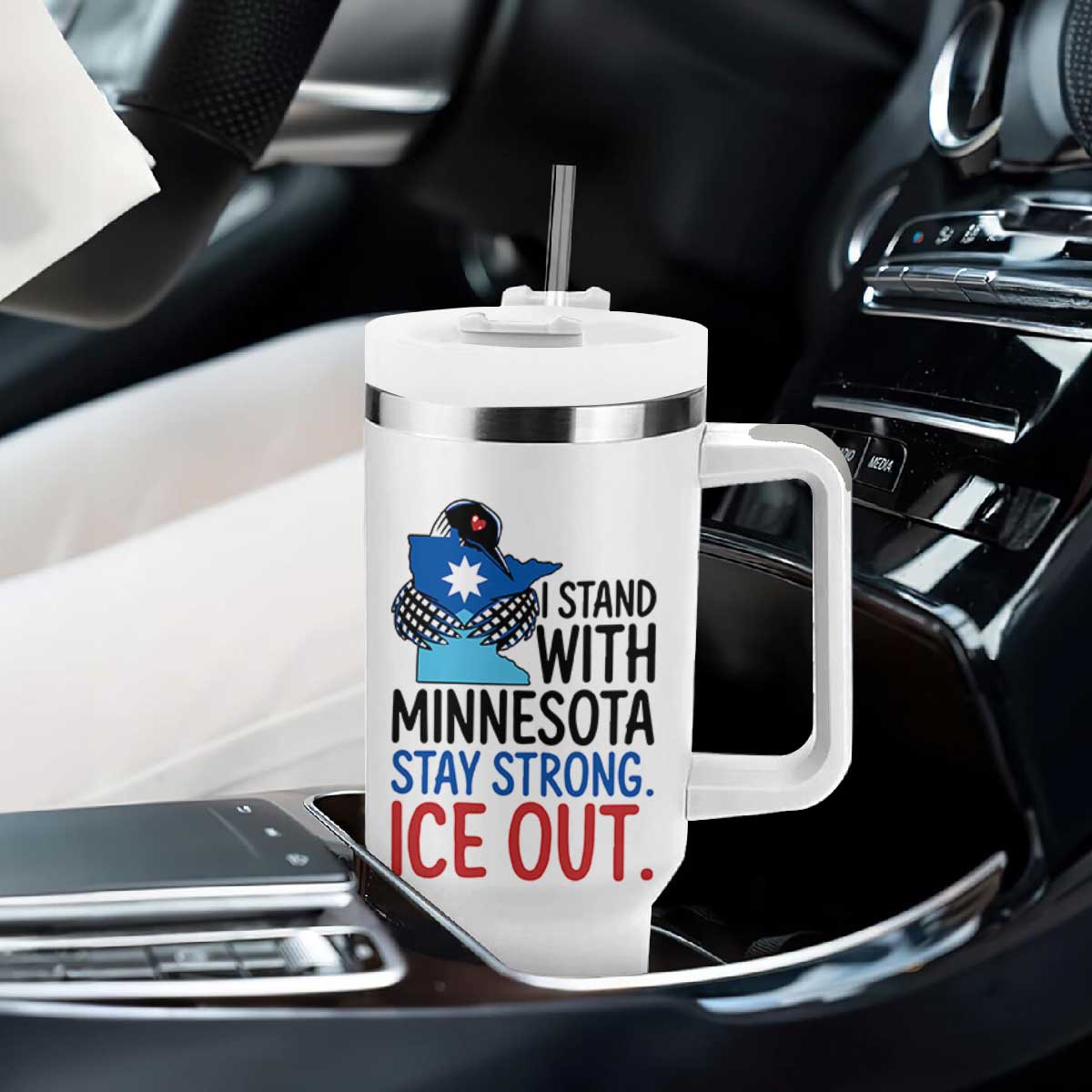 Minnesota Pride Common Loon Tumbler With Handle Stand With Minnesota Ice Out TS12 Print Your Wear