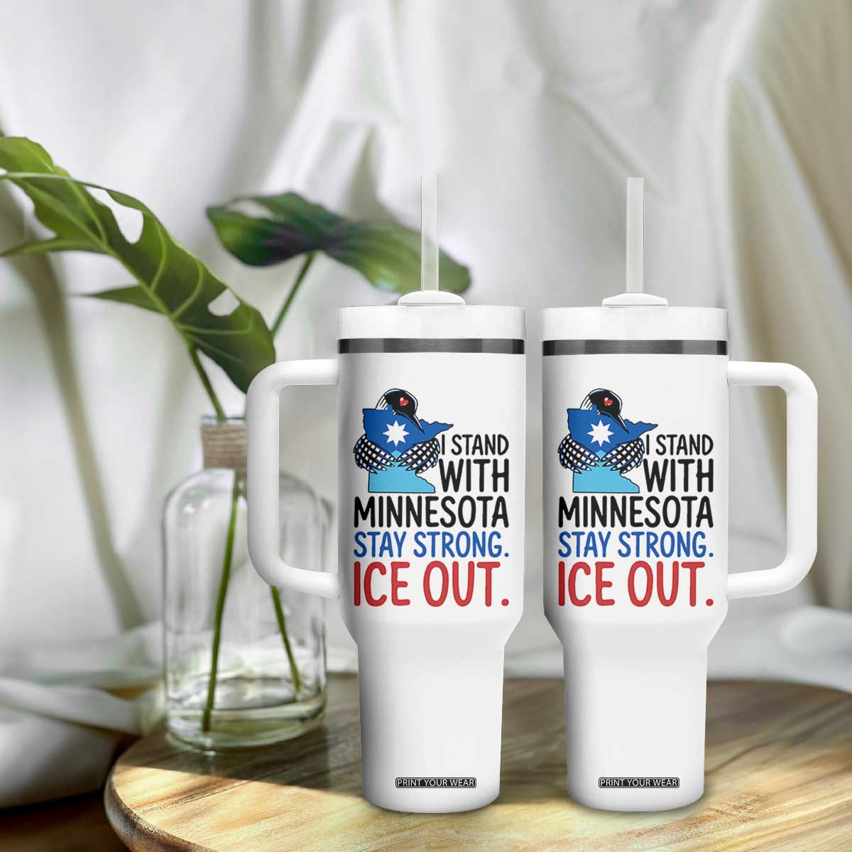 Minnesota Pride Common Loon Tumbler With Handle Stand With Minnesota Ice Out TS12 Print Your Wear