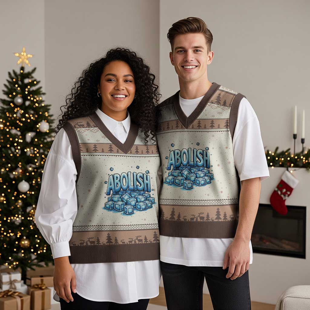 Abolish Ice V-Neck Knit Sweater Vest Minnesota Resistance Protest TS12 Mocha Mousse Print Your Wear