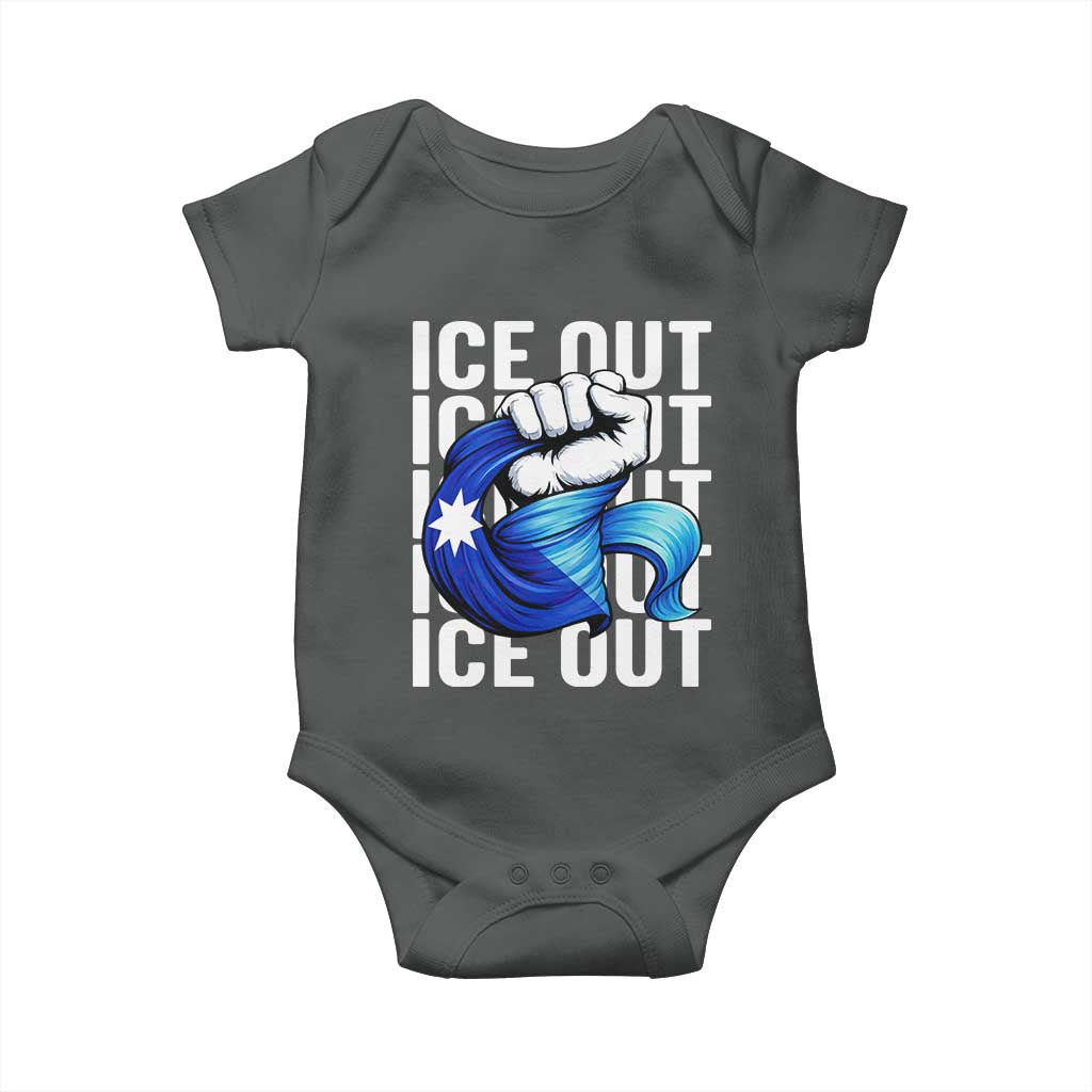 Minnesota Ice Out Baby Onesie Anti Ice Movement Protest TS12 Dark Heather Print Your Wear