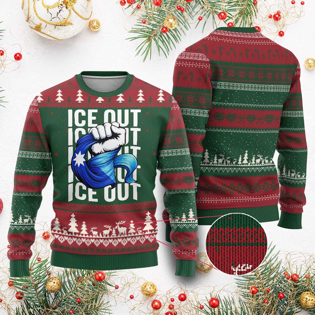 Minnesota Ice Out Ugly Christmas Sweater Anti Ice Movement Protest TS12 Red Green Print Your Wear