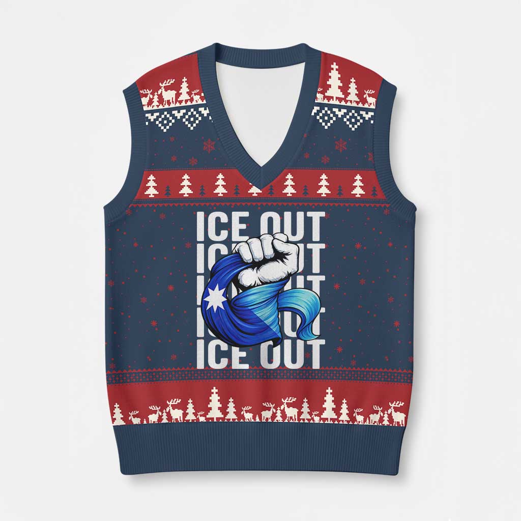 Minnesota Ice Out V-Neck Knit Sweater Vest Anti Ice Movement Protest TS12 Navy Red Print Your Wear